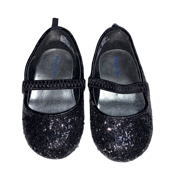 🆕 Black Glitter slip on Toddler Baby shoes ballet flats Strap Holiday Christmas - Picture 3 of 7
